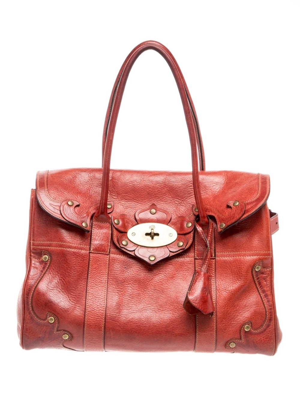 MULBERRY Bayswater Tooled Red Leather Satchel Bag